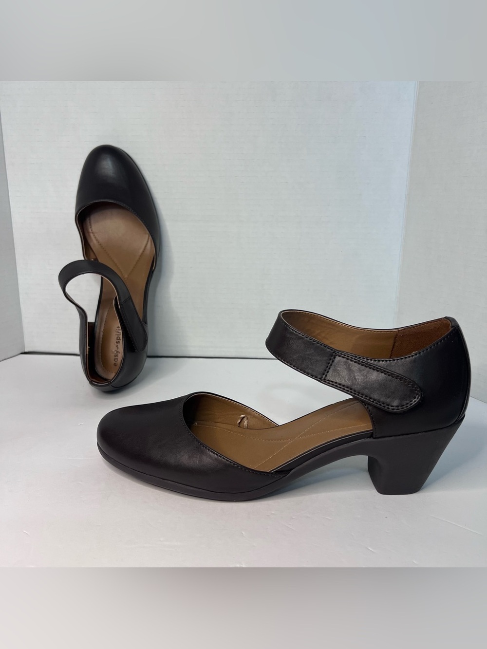 Easy Spirit Womens Clarice Cushioned Pump Heeled Brown Patent Leather Sz 11M